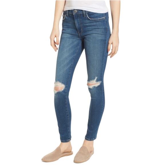 Current Elliot High Waist Ankle Skinny Jeans in Joey Dark Destroy - Size 28 - Picture 1 of 6